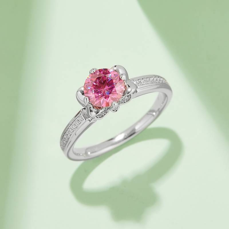 直臂唐嫣同款S925银镀白金MoissaniteWomen's Ring1ctD级